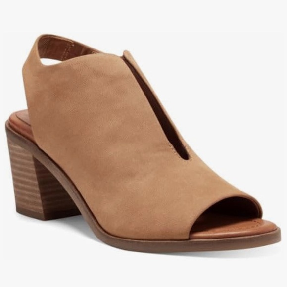 Lucky Brand Rhazy Nubuck Leather Slingback Heel Women’s 9 Camel Tan - Picture 1 of 12